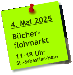 4. Mai 2025  Bücher- flohmarkt  11-18 Uhr St.-Sebastian-Haus