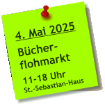 4. Mai 2025  Bücher- flohmarkt  11-18 Uhr St.-Sebastian-Haus