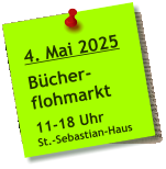 4. Mai 2025  Bücher- flohmarkt  11-18 Uhr St.-Sebastian-Haus