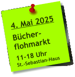 4. Mai 2025  Bücher- flohmarkt  11-18 Uhr St.-Sebastian-Haus