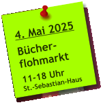 4. Mai 2025  Bücher- flohmarkt  11-18 Uhr St.-Sebastian-Haus
